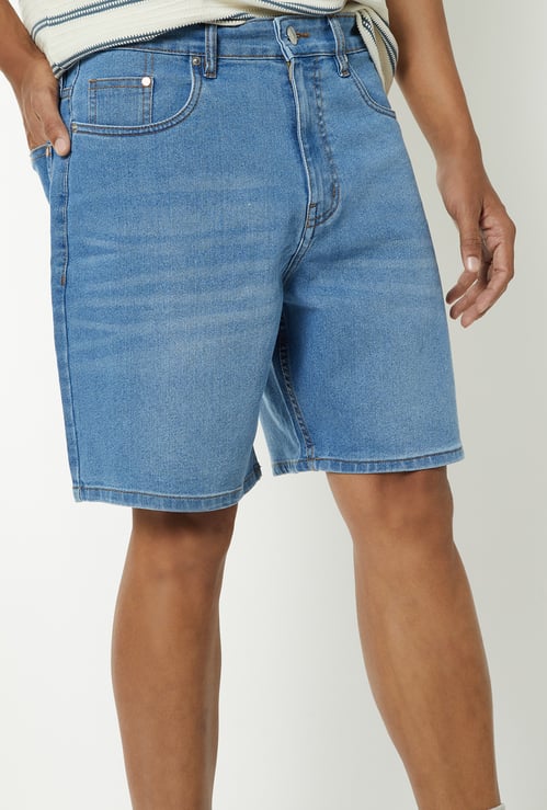 Men Washed Denim Shorts