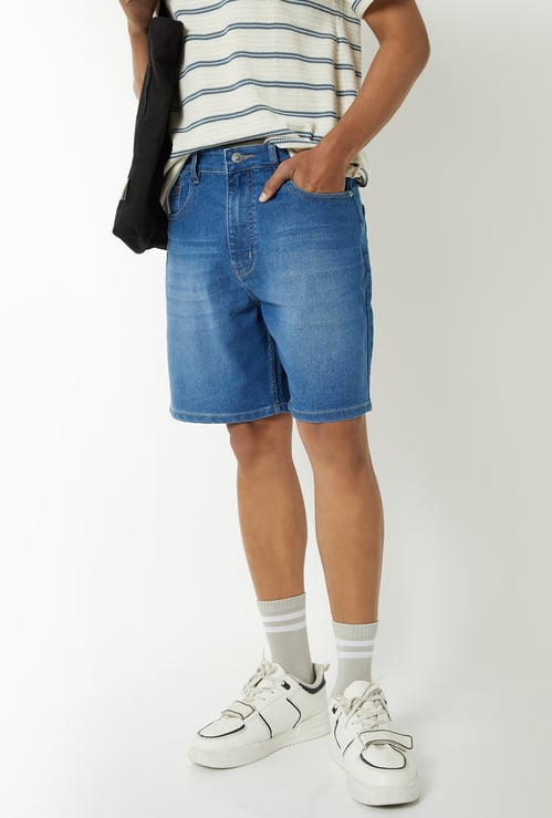 Men Washed Denim Shorts