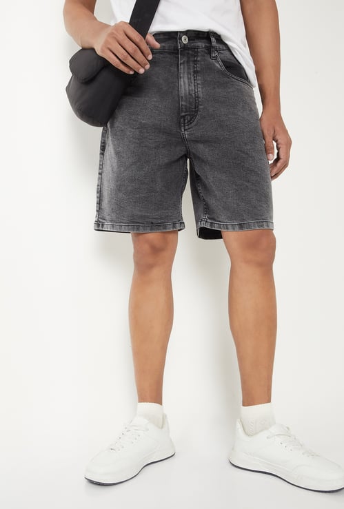 Men Washed Denim Shorts