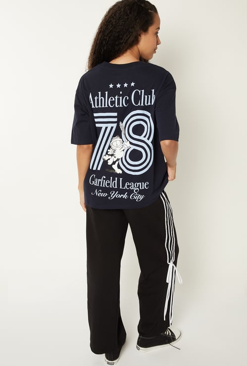 Women Back Garfield Print Sports T-shirt