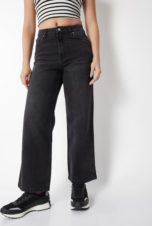 Women Washed Wide-Leg Jeans