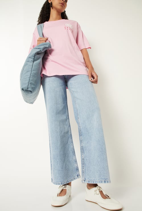 Women Washed Wide Leg Jeans
