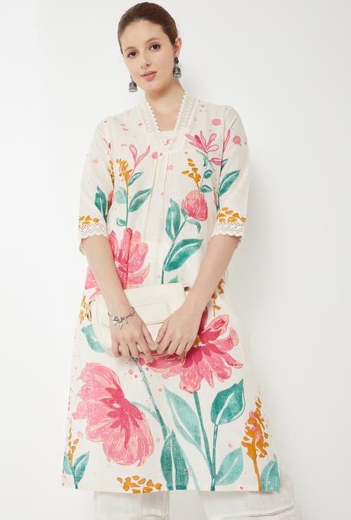 Women Floral Printed Straight Kurta