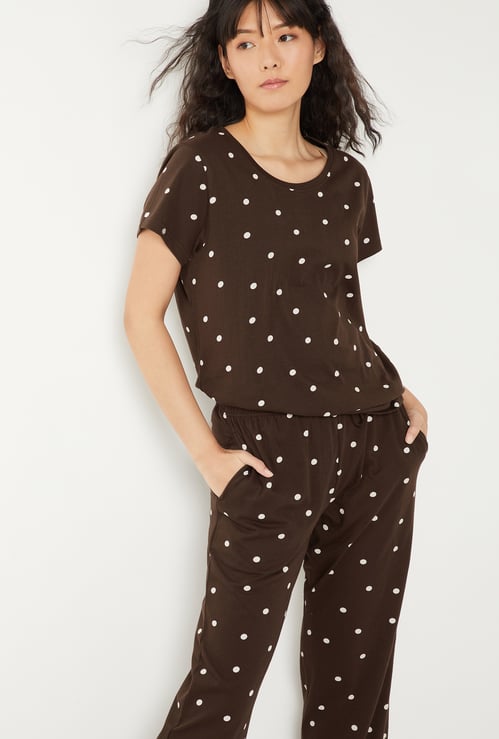 Women Polka Dot Print PJ Set