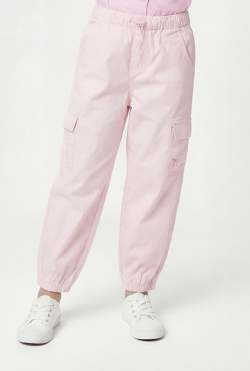 Girls Solid Cargo Joggers