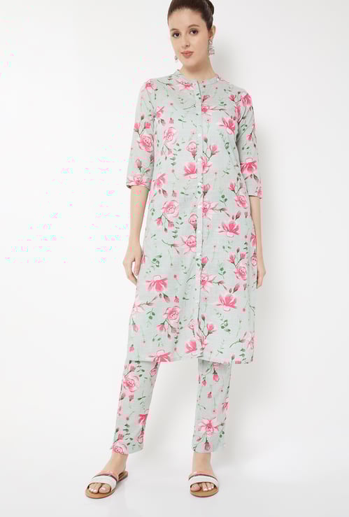Women Floral Print Straight Kurta Set