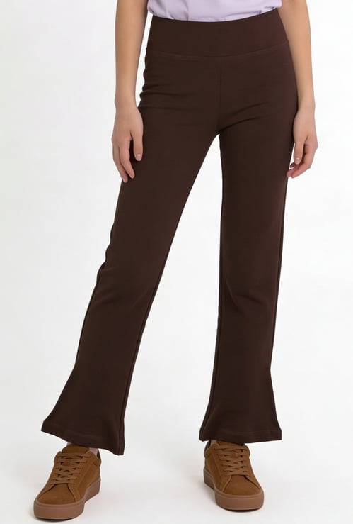 Girls Solid Flared Leggings