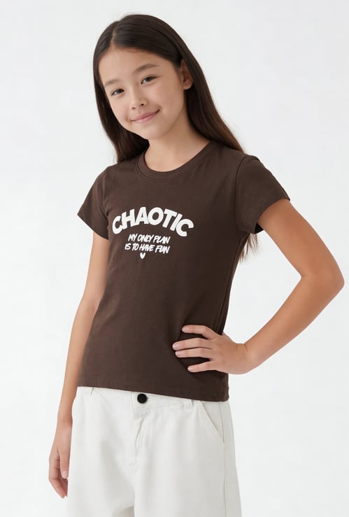 Girls Typographic Print T-shirt