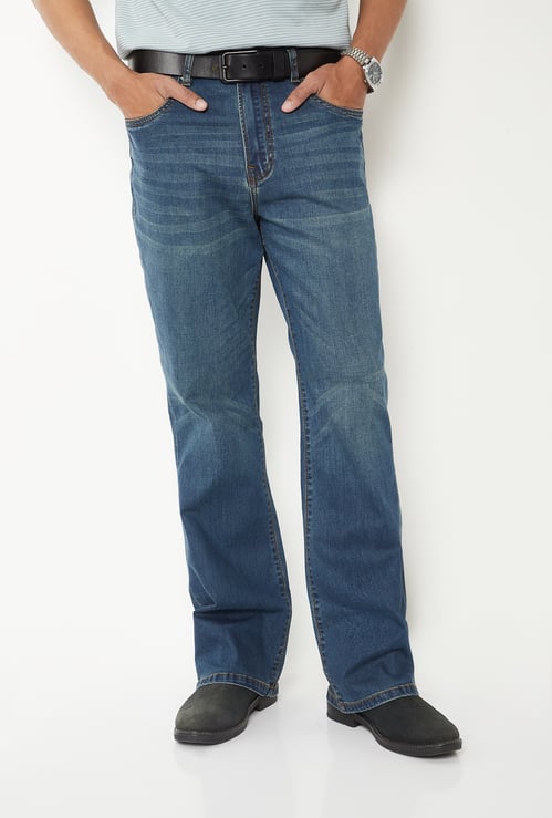 Men Washed Bootcut Fit Jeans