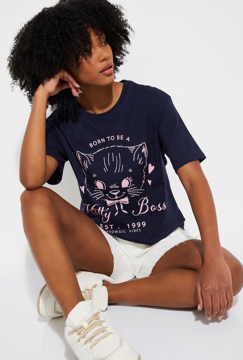 ALAYA F x URB_N Women Printed Relaxed Fit T-shirt