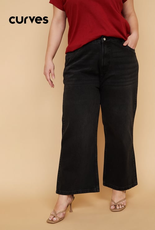 Women Washed Wide-Leg Jeans