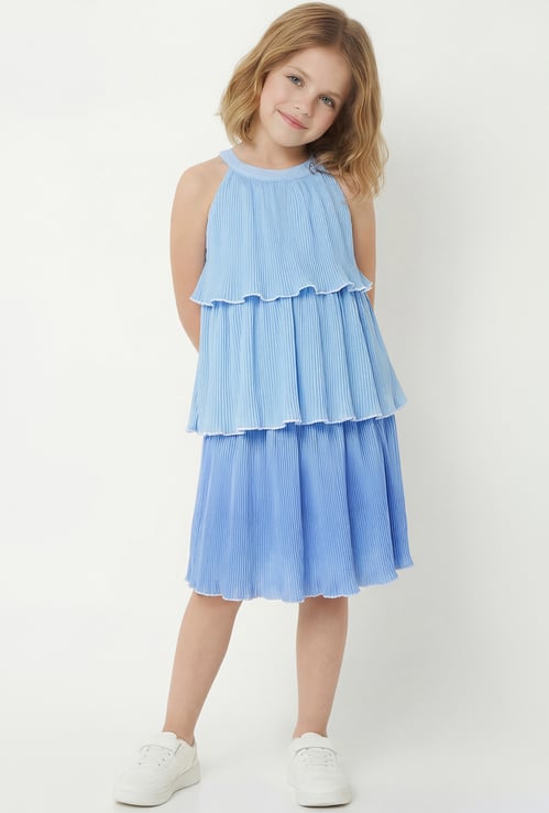 Girls Textured Layered Dress