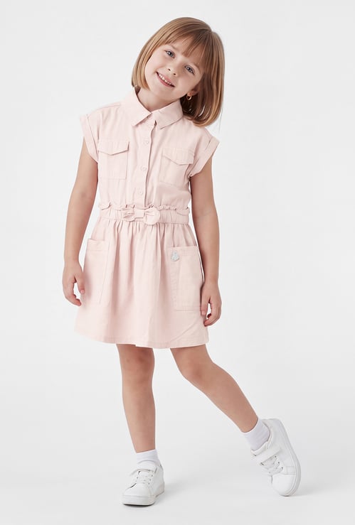 Girls Solid Shirt Dress