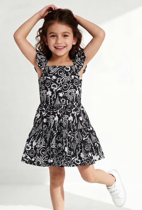 Girls Printed Smocked Dress