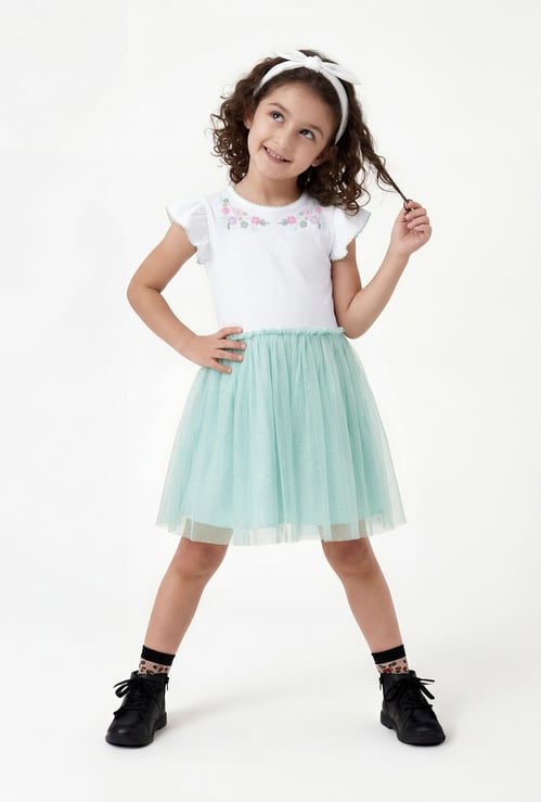 Girls Embroidered A-line Dress