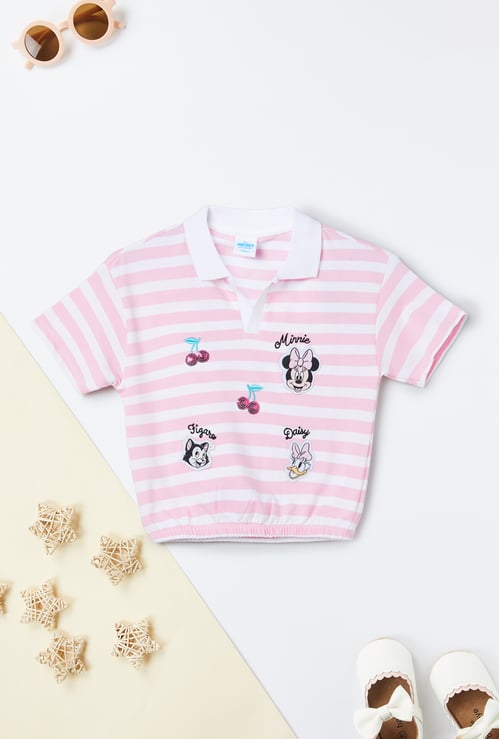 Girls Striped Minnie Polo T-shirt