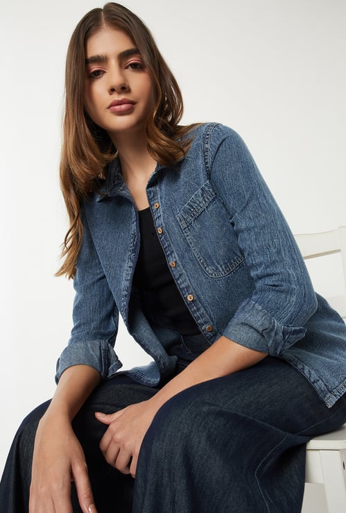 Women Washed Denim Shirt