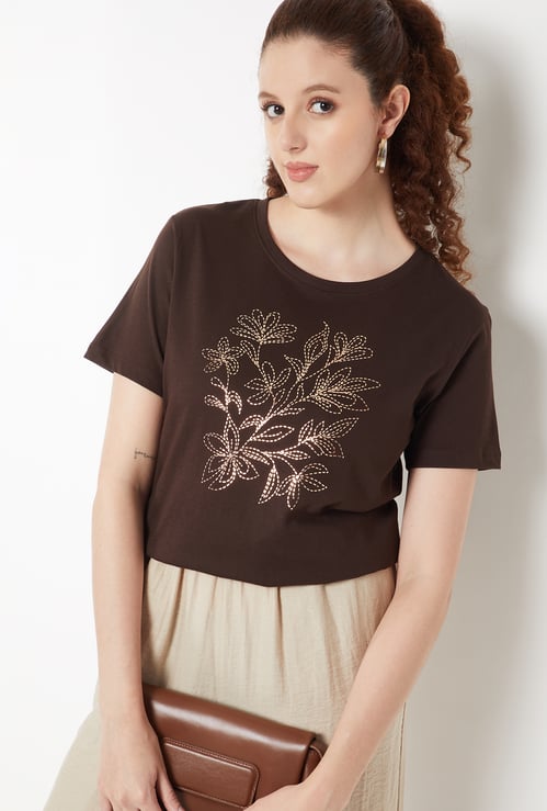 Women Metallic Printed T-shirt