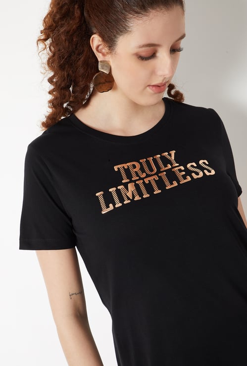 Women Metallic Print T-shirt