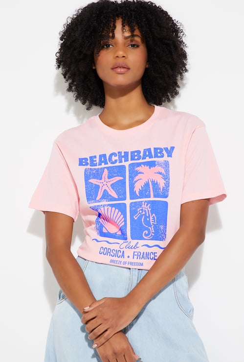 ALAYA F x URB N Women Graphic Printed Relaxed Fit T-shirt