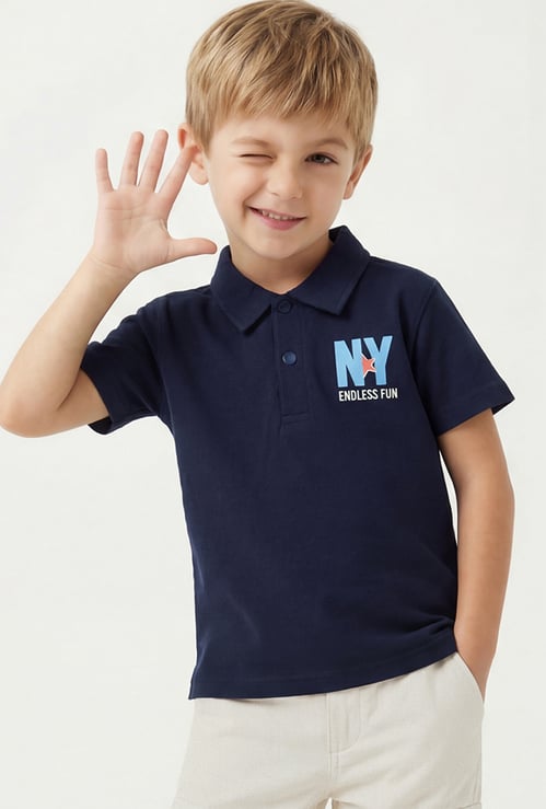 Boys Back Print Polo T-shirt