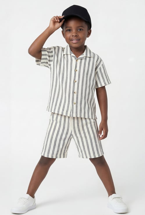 Boys Striped Shirt & Shorts Sets