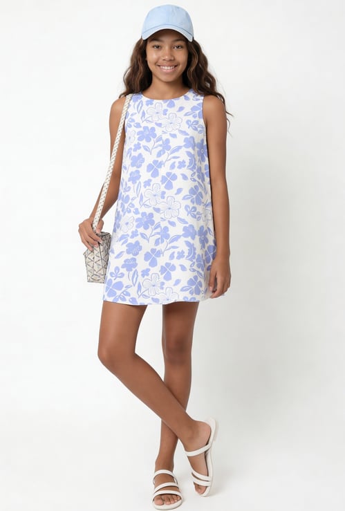 Girls Floral Print A-line Dress