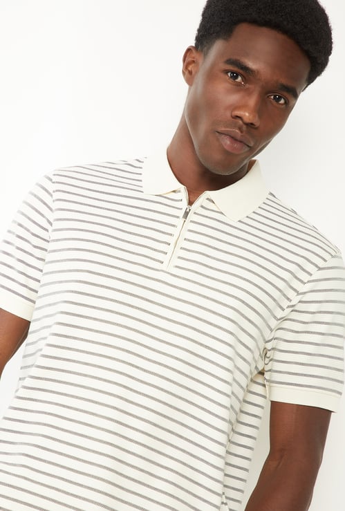 Men Striped Polo T-shirt