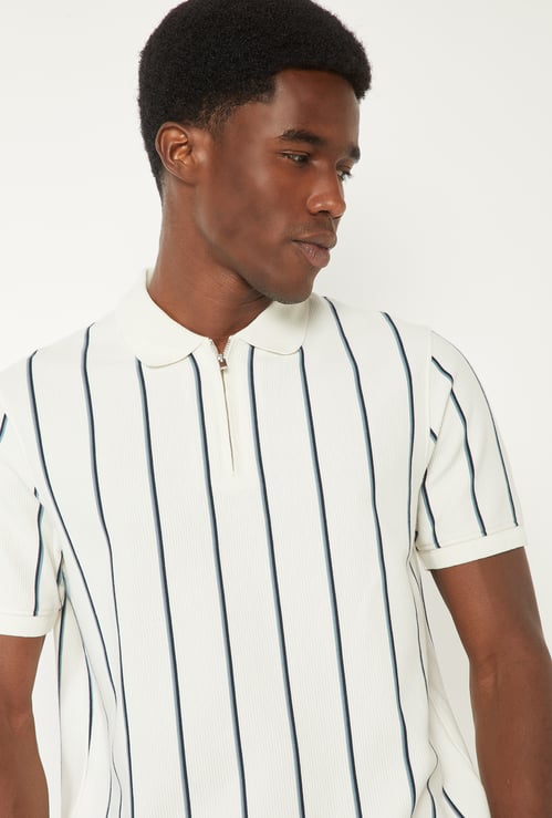 Men Striped Polo T-shirt