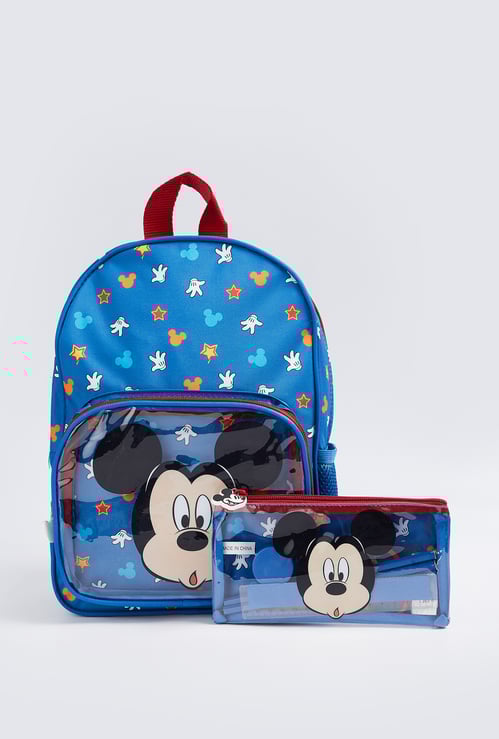 Kids Mickey Mouse Print Backpack with Pencil Pouch