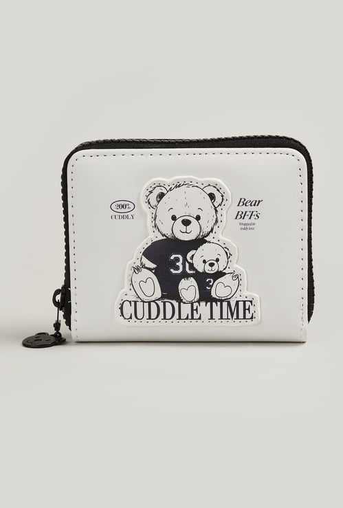 Women Applique Zip Around Wallet