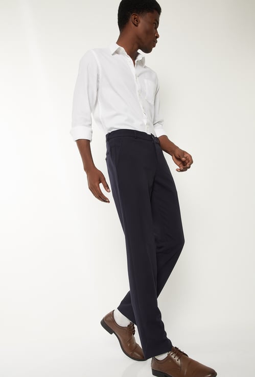 Men Solid Regular Fit Formal Trousers