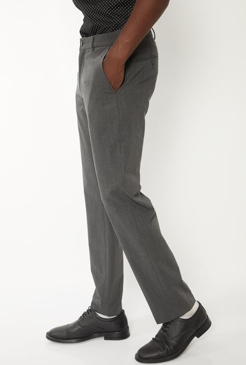 Men Solid Regular Fit Formal Trousers