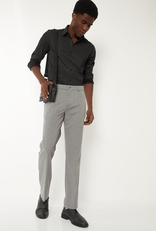 Men Solid Regular Fit Formal Trousers