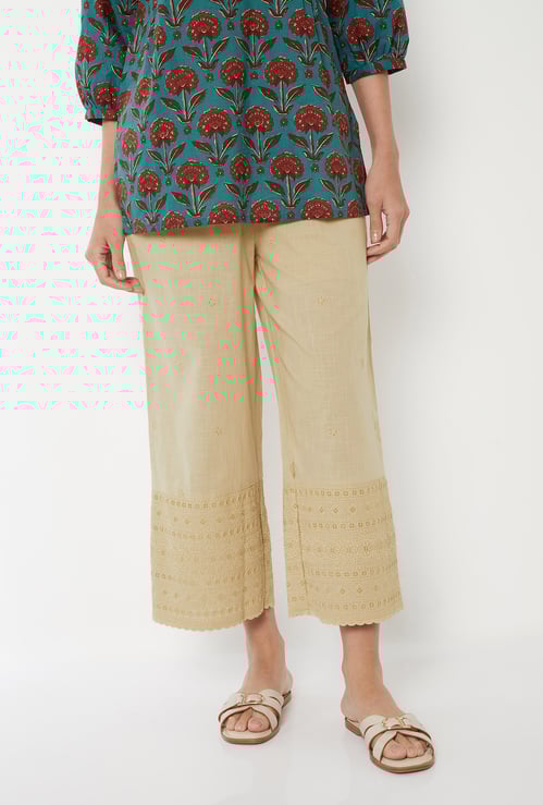 Women Embroidered Hem Palazzos