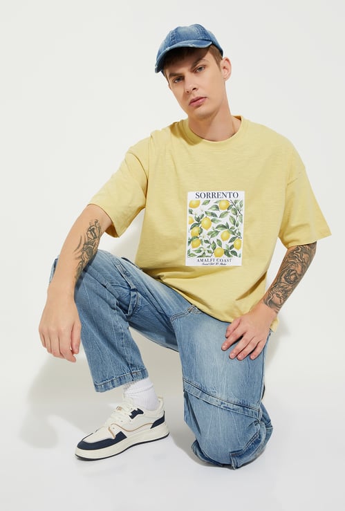 URB_N Men Floral Print Oversized T-shirt