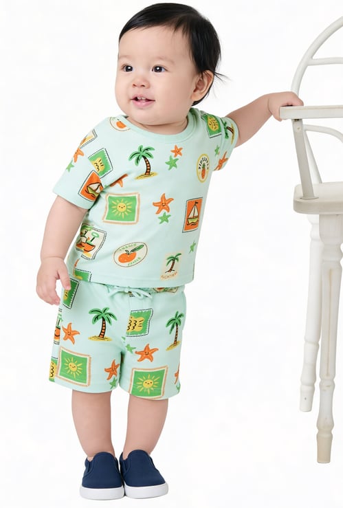 Boys Printed Shorts Set