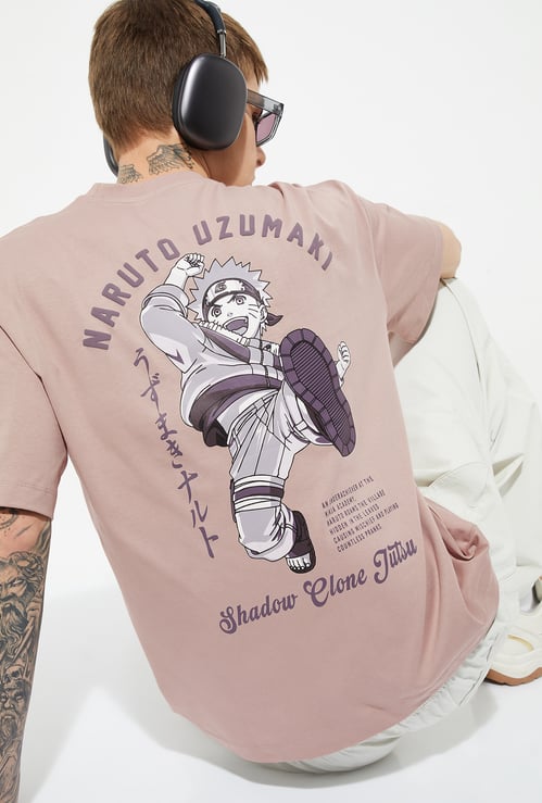 URB_N Men Naruto Print Oversized T-shirt
