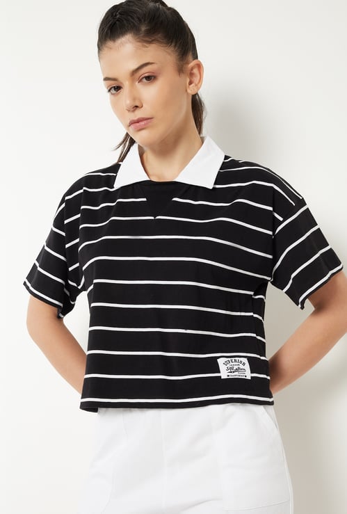 Women Striped Polo T-shirt