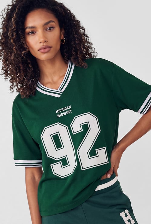 Women Printed Boxy Fit Sports T-shirt