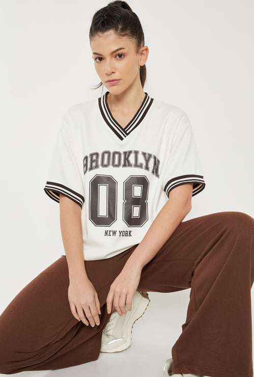Women Printed Boxy Fit Sports T-shirt