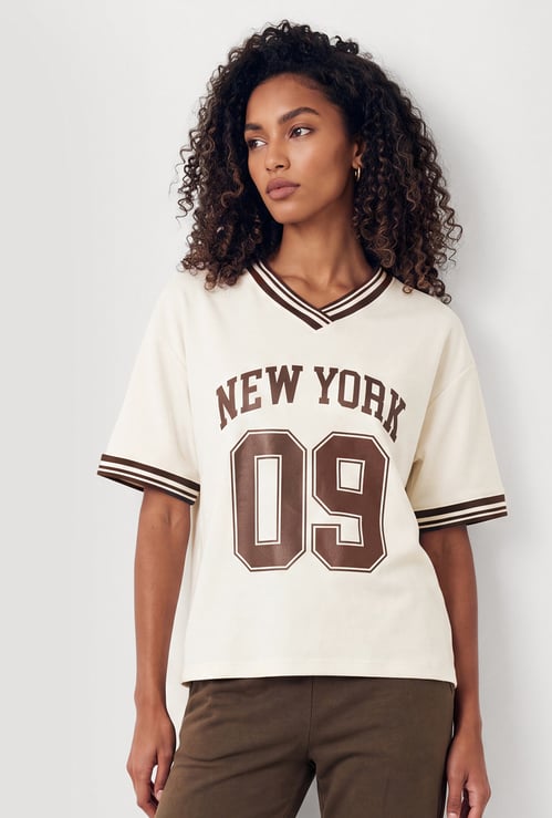 Women Printed Boxy Fit Sports T-shirt