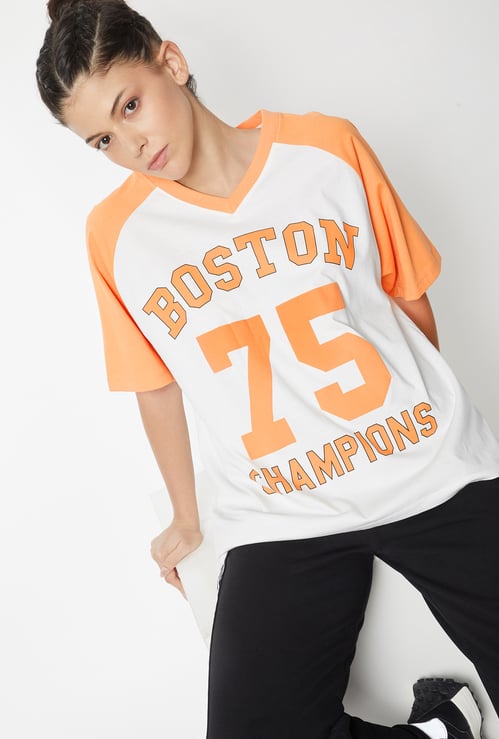 Women Printed Oversized Sports T-shirt