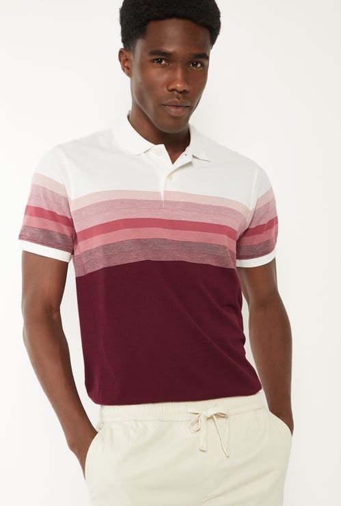 Men Striped Polo T-shirt