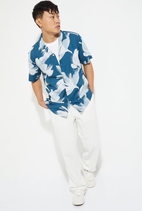 URB_N Men Floral Print Resort Collar Shirt