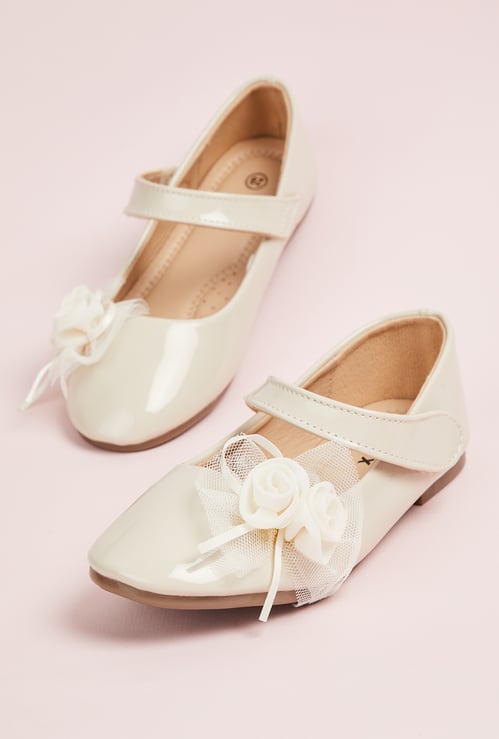 Girls Floral Applique Mary Janes