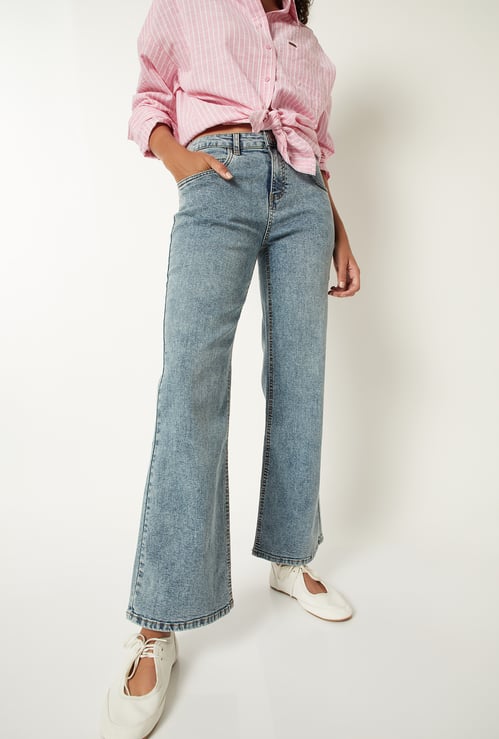 Women Washed Flared Jeans