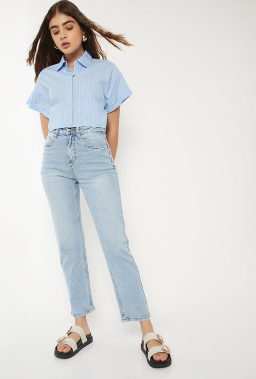 Women Washed Slim Straight Fit Jeans