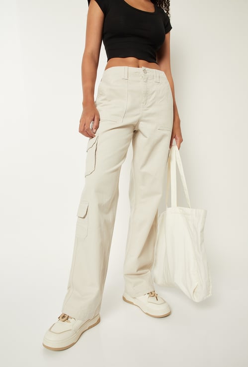 Women Solid Cargo Trousers