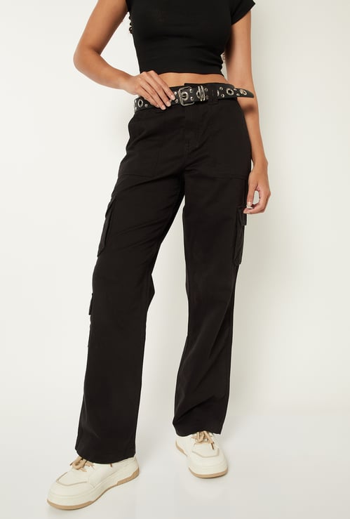 Women Solid Cargo Trousers